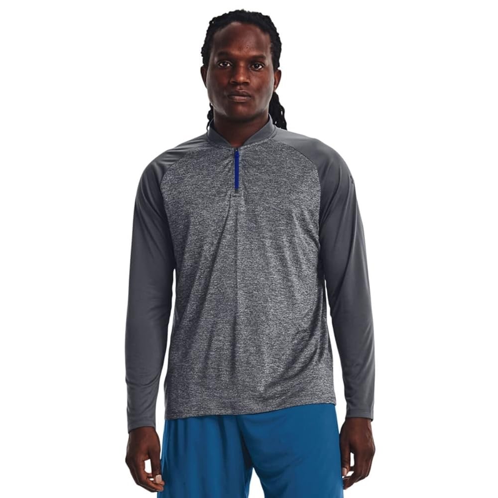 Under Armour Heather Gray Pullover with Blue Zipper